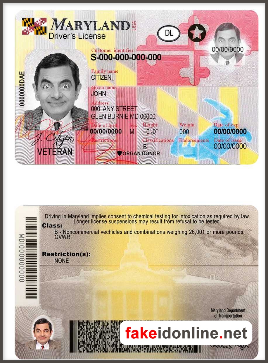 Maryland Driver License New Template 1200dpi